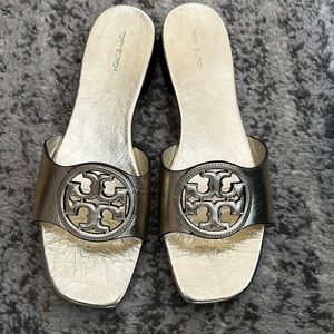 Like new gold Tory Burch Miller bombé slides